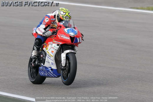 2009-09-26 Imola 0856 Variante alta - Supersport - Free Practice - Olivier Four - Honda CBR600RR